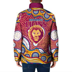 Brisbane Lions Padded Jacket Aboriginal Dot Pattern - Football Mascot Heritage Pride