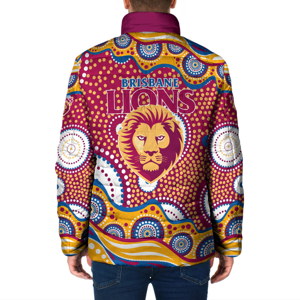 Brisbane Lions Padded Jacket Aboriginal Dot Pattern - Football Mascot Heritage Pride