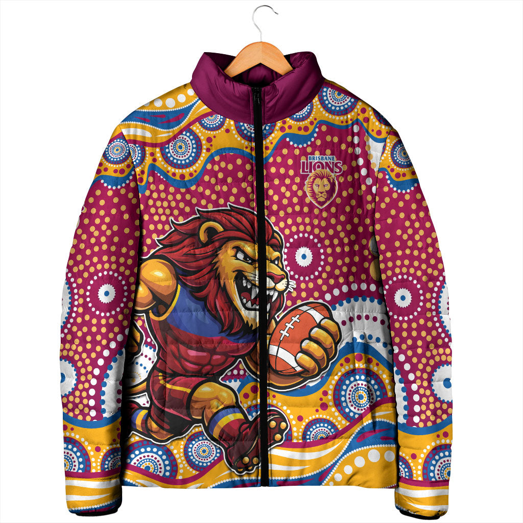 Brisbane Lions Padded Jacket Aboriginal Dot Pattern - Football Mascot Heritage Pride