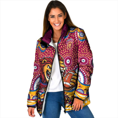 Brisbane Lions Padded Jacket Aboriginal Dot Pattern - Football Mascot Heritage Pride