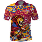 Brisbane Lions Polo Shirt Aboriginal Dot Pattern - Football Mascot Heritage Pride