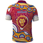 Brisbane Lions Polo Shirt Aboriginal Dot Pattern - Football Mascot Heritage Pride