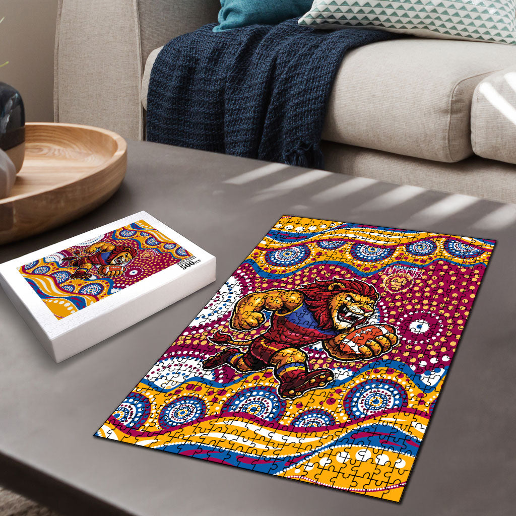 Brisbane Lions Puzzle Aboriginal Dot Pattern - Football Mascot Heritage Pride