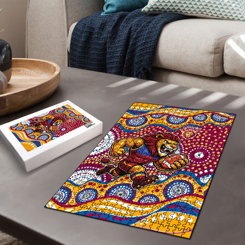 Brisbane Lions Puzzle Aboriginal Dot Pattern - Football Mascot Heritage Pride