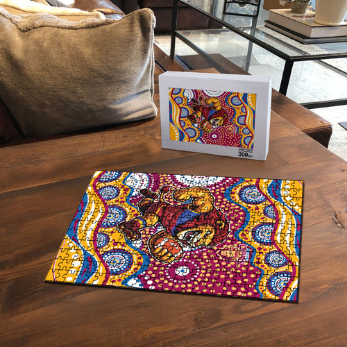 Brisbane Lions Puzzle Aboriginal Dot Pattern - Football Mascot Heritage Pride