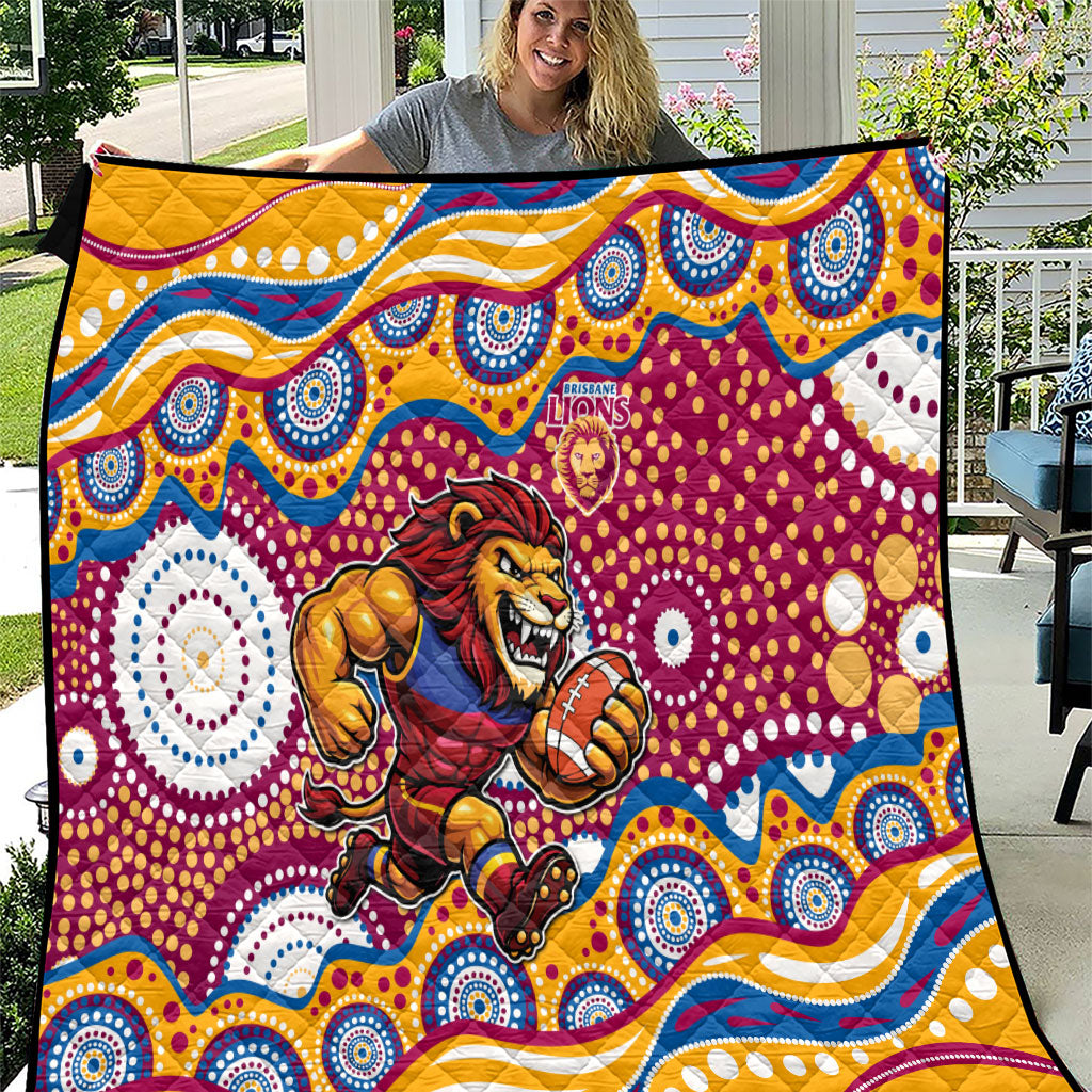 Brisbane Lions Quilt Aboriginal Dot Pattern - Football Mascot Heritage Pride