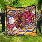 Brisbane Lions Quilt Aboriginal Dot Pattern - Football Mascot Heritage Pride