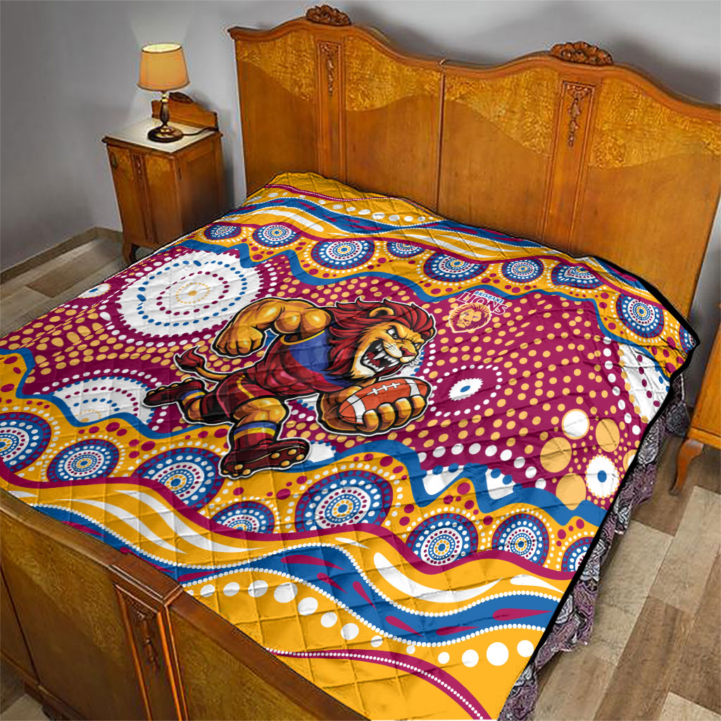 Brisbane Lions Quilt Aboriginal Dot Pattern - Football Mascot Heritage Pride