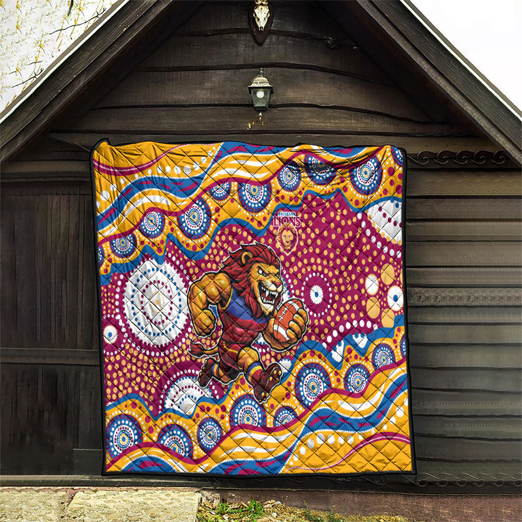 Brisbane Lions Quilt Aboriginal Dot Pattern - Football Mascot Heritage Pride