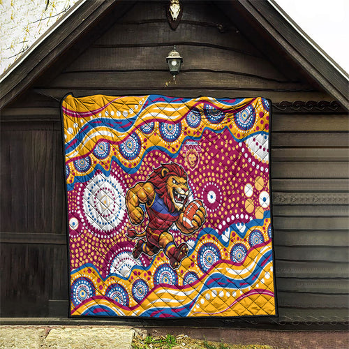 Brisbane Lions Quilt Aboriginal Dot Pattern - Football Mascot Heritage Pride