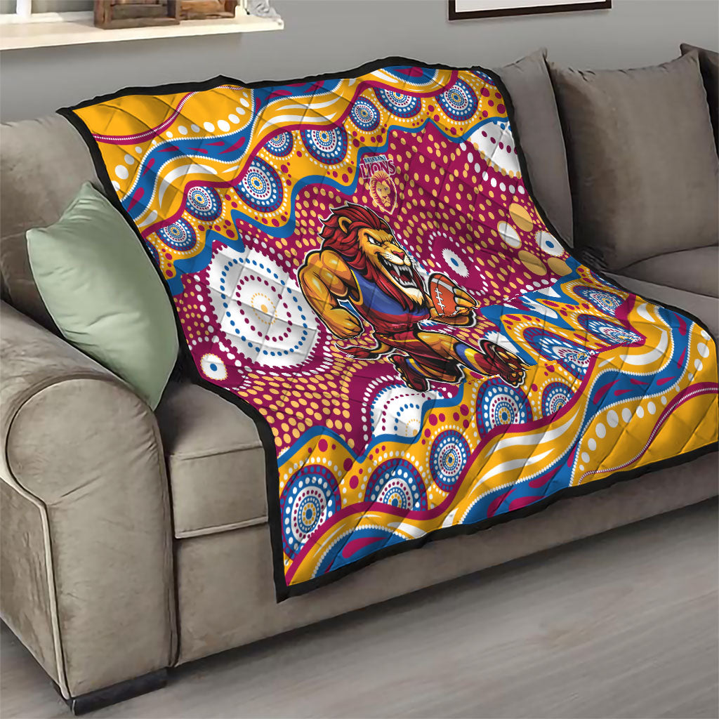 Brisbane Lions Quilt Aboriginal Dot Pattern - Football Mascot Heritage Pride