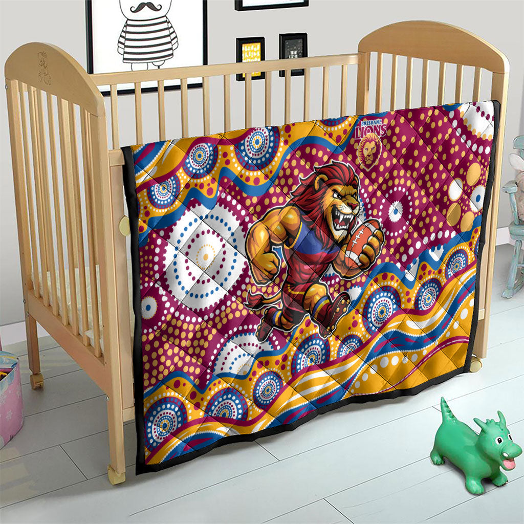 Brisbane Lions Quilt Aboriginal Dot Pattern - Football Mascot Heritage Pride