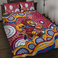 Brisbane Lions Quilt Bed Set Aboriginal Dot Pattern - Football Mascot Heritage Pride