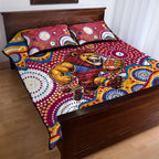 Brisbane Lions Quilt Bed Set Aboriginal Dot Pattern - Football Mascot Heritage Pride