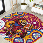 Brisbane Lions Round Carpet Aboriginal Dot Pattern - Football Mascot Heritage Pride