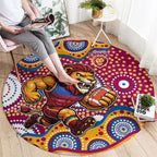 Brisbane Lions Round Carpet Aboriginal Dot Pattern - Football Mascot Heritage Pride