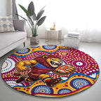 Brisbane Lions Round Carpet Aboriginal Dot Pattern - Football Mascot Heritage Pride