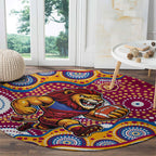 Brisbane Lions Round Carpet Aboriginal Dot Pattern - Football Mascot Heritage Pride