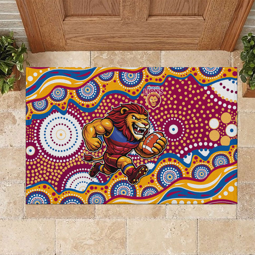 Brisbane Lions Rubber Doormat Aboriginal Dot Pattern - Football Mascot Heritage Pride