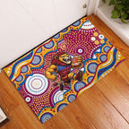 Brisbane Lions Rubber Doormat Aboriginal Dot Pattern - Football Mascot Heritage Pride