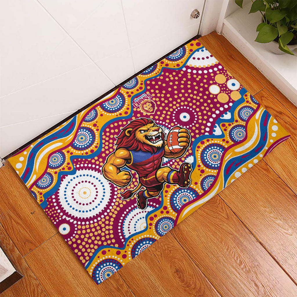 Brisbane Lions Rubber Doormat Aboriginal Dot Pattern - Football Mascot Heritage Pride
