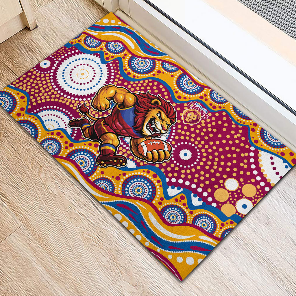 Brisbane Lions Rubber Doormat Aboriginal Dot Pattern - Football Mascot Heritage Pride
