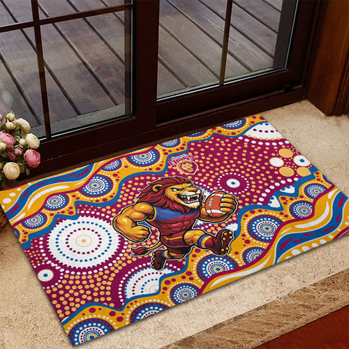 Brisbane Lions Rubber Doormat Aboriginal Dot Pattern - Football Mascot Heritage Pride