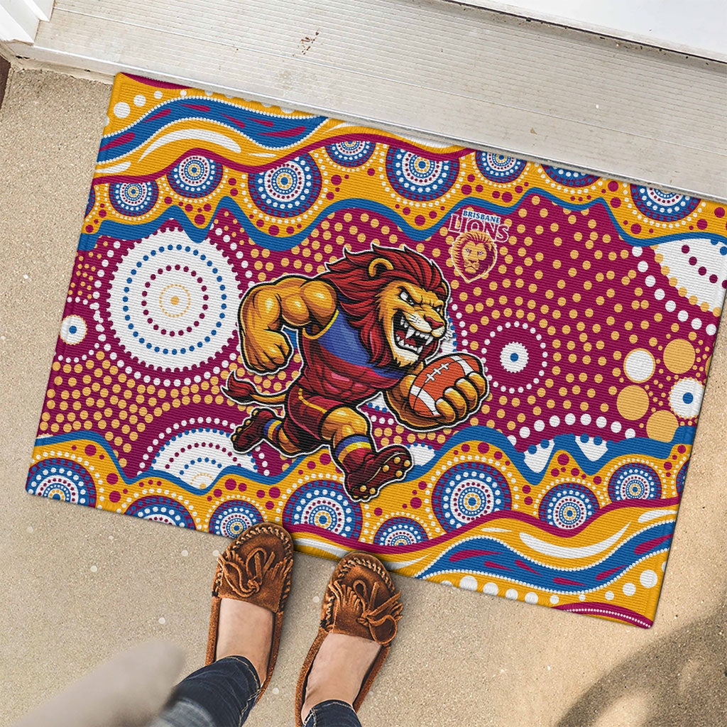 Brisbane Lions Rubber Doormat Aboriginal Dot Pattern - Football Mascot Heritage Pride
