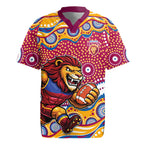 Brisbane Lions Rugby Jersey Aboriginal Dot Pattern - Football Mascot Heritage Pride