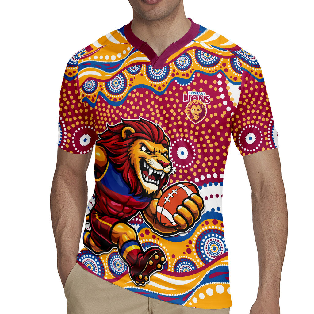 Brisbane Lions Rugby Jersey Aboriginal Dot Pattern - Football Mascot Heritage Pride