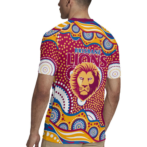 Brisbane Lions Rugby Jersey Aboriginal Dot Pattern - Football Mascot Heritage Pride