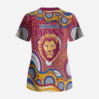 Brisbane Lions Scrub Top Aboriginal Dot Pattern - Football Mascot Heritage Pride