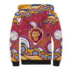Brisbane Lions Sherpa Hoodie Aboriginal Dot Pattern - Football Mascot Heritage Pride