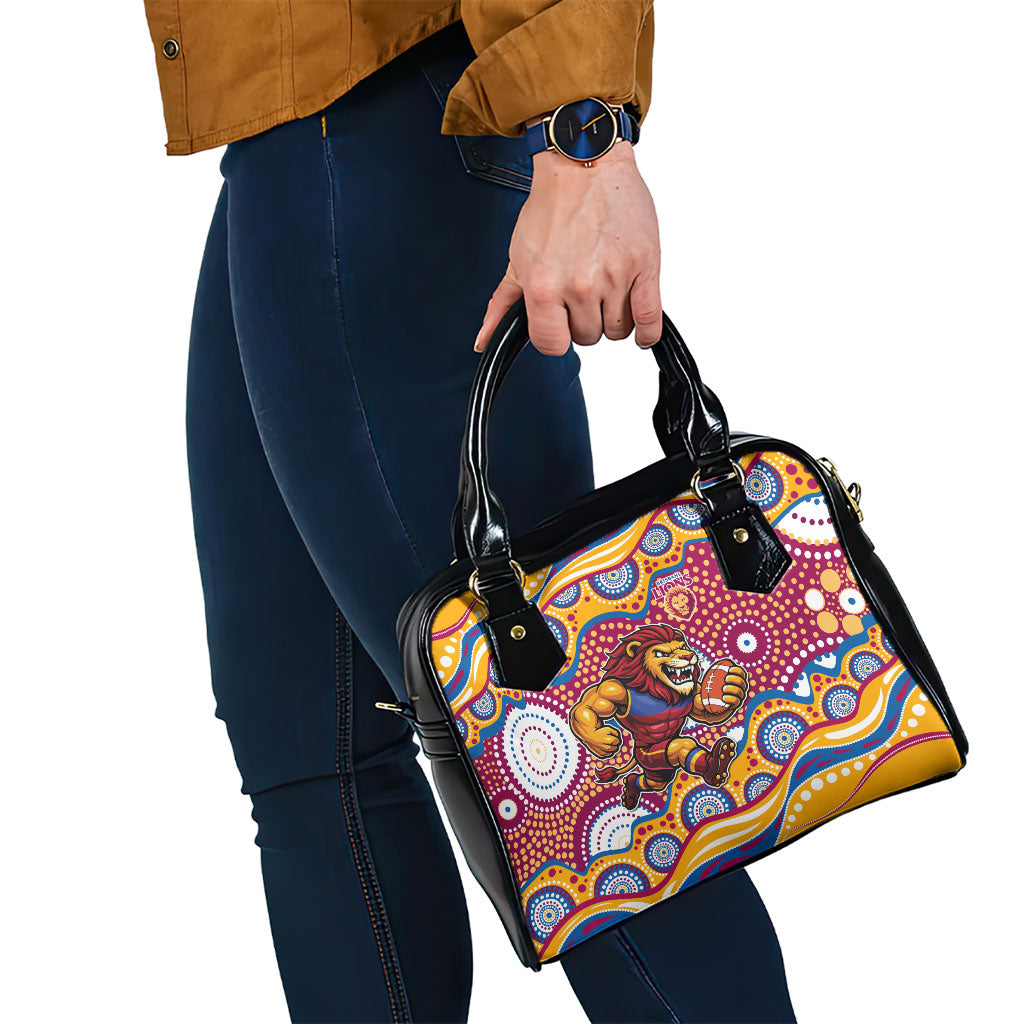 Brisbane Lions Shoulder Handbag Aboriginal Dot Pattern - Football Mascot Heritage Pride