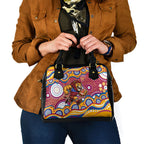 Brisbane Lions Shoulder Handbag Aboriginal Dot Pattern - Football Mascot Heritage Pride