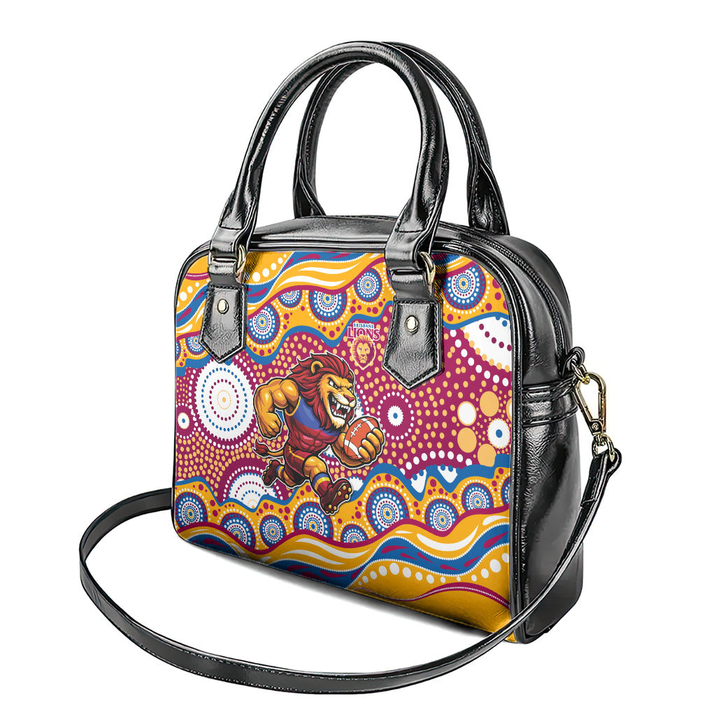Brisbane Lions Shoulder Handbag Aboriginal Dot Pattern - Football Mascot Heritage Pride
