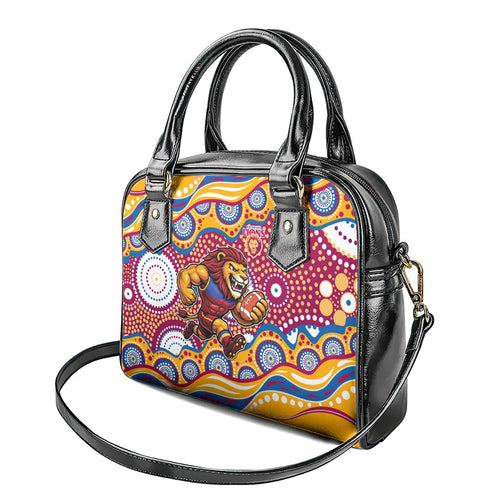 Brisbane Lions Shoulder Handbag Aboriginal Dot Pattern - Football Mascot Heritage Pride