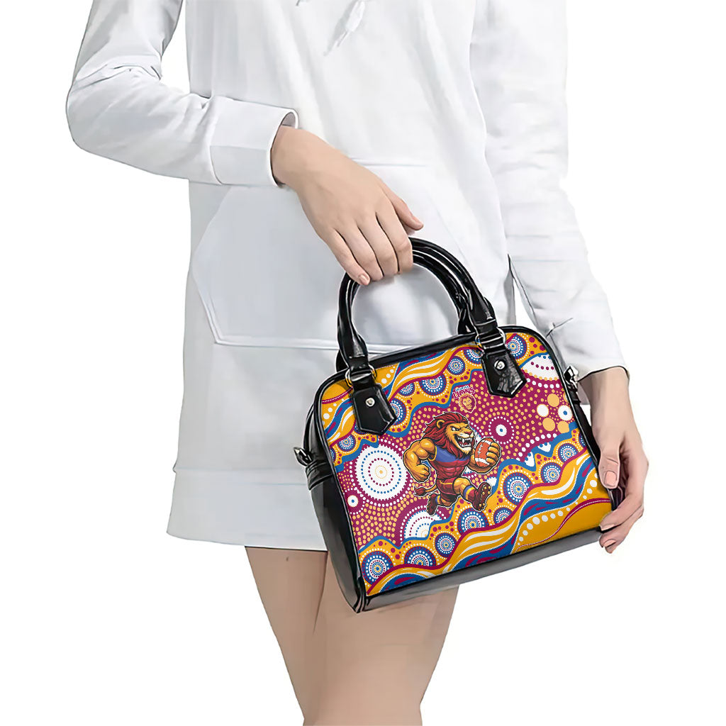 Brisbane Lions Shoulder Handbag Aboriginal Dot Pattern - Football Mascot Heritage Pride