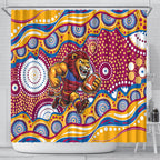 Brisbane Lions Shower Curtain Aboriginal Dot Pattern - Football Mascot Heritage Pride