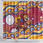 Brisbane Lions Shower Curtain Aboriginal Dot Pattern - Football Mascot Heritage Pride