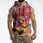 Brisbane Lions Sleeveless Hoodie Aboriginal Dot Pattern - Football Mascot Heritage Pride