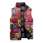 Brisbane Lions Sleeveless Puffer Jacket Aboriginal Dot Pattern - Football Mascot Heritage Pride