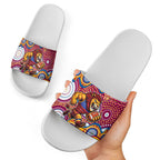 Brisbane Lions Slide Sandals Aboriginal Dot Pattern - Football Mascot Heritage Pride