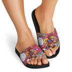 Brisbane Lions Slide Sandals Aboriginal Dot Pattern - Football Mascot Heritage Pride