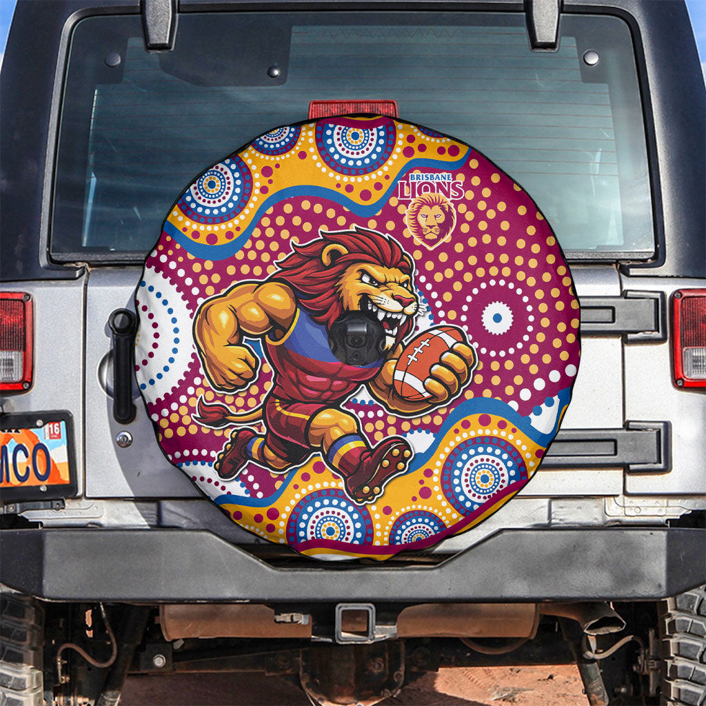 Brisbane Lions Spare Tire Cover Aboriginal Dot Pattern - Football Mascot Heritage Pride