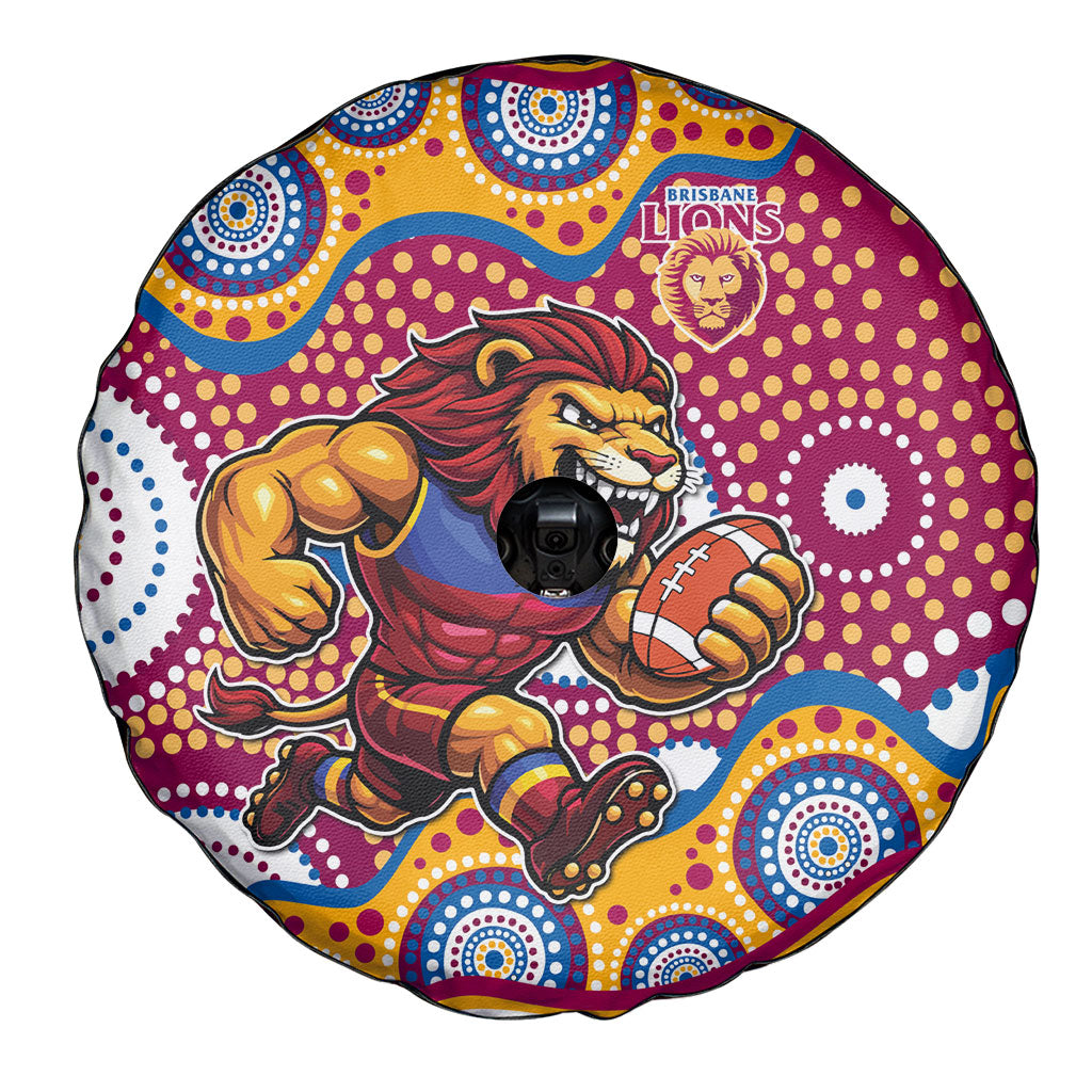Brisbane Lions Spare Tire Cover Aboriginal Dot Pattern - Football Mascot Heritage Pride