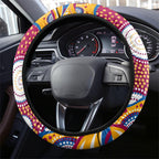 Brisbane Lions Steering Wheel Cover Aboriginal Dot Pattern - Football Mascot Heritage Pride