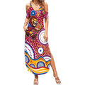 Brisbane Lions Summer Maxi Dress Aboriginal Dot Pattern - Football Mascot Heritage Pride