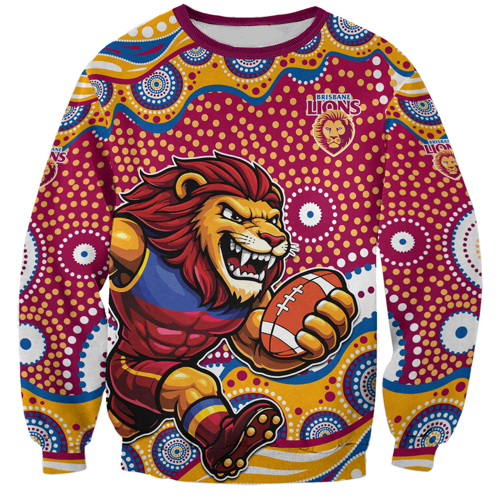 Brisbane Lions Sweatshirt Aboriginal Dot Pattern - Football Mascot Heritage Pride