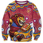 Brisbane Lions Sweatshirt Aboriginal Dot Pattern - Football Mascot Heritage Pride